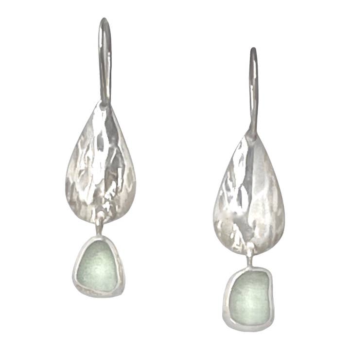 Sea Glass Waterfall Petite Earrings, Soft Green for wholesale by Oceano Sea Glass