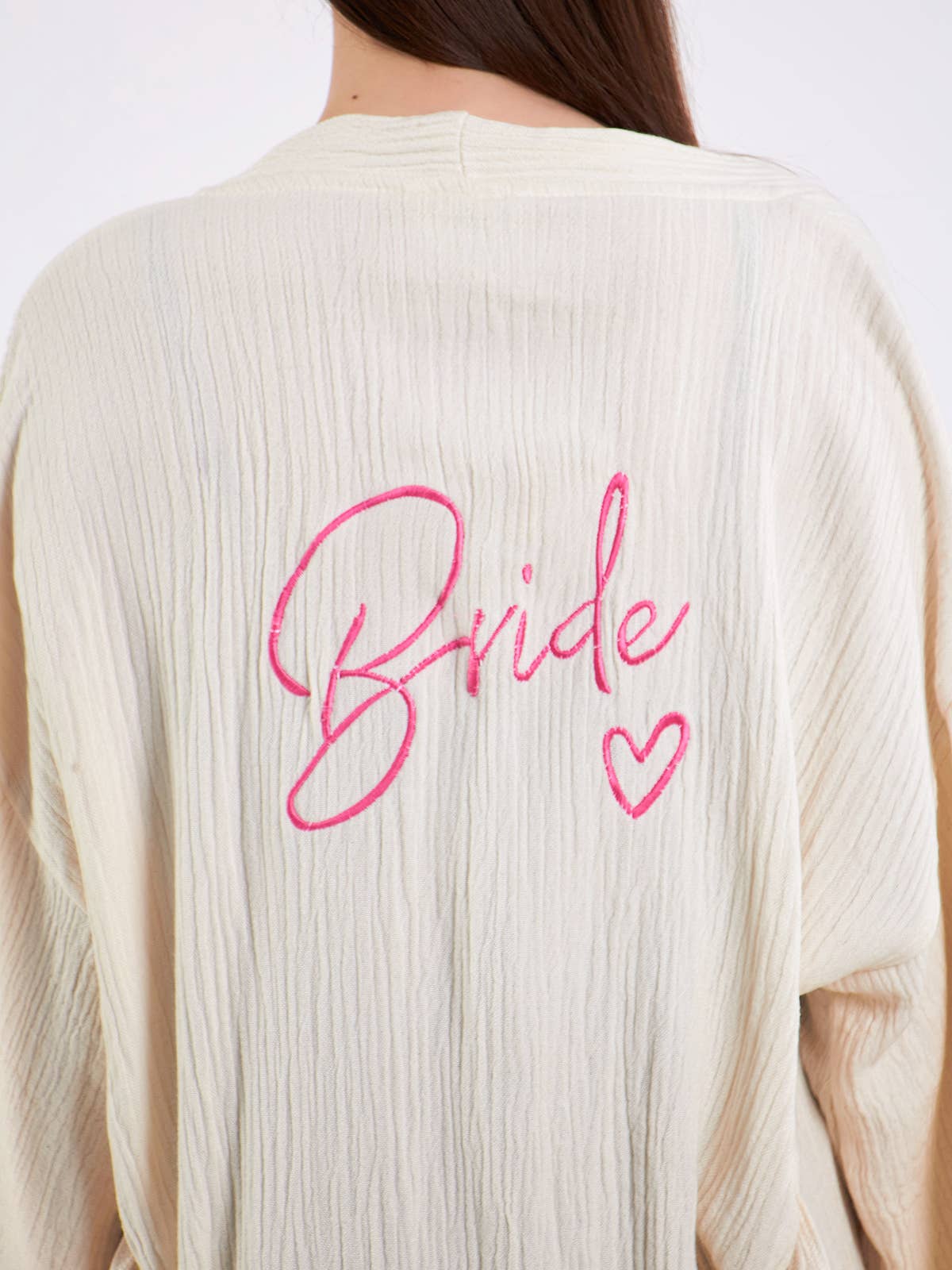 Yaz Concepts - Wholesale Kimono - Women's - White Bride Script Bridal Party Get Ready Short Kimono Robe 11