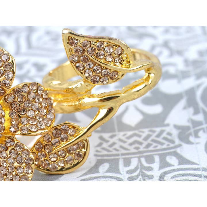 AK Brand - Wholesale Multi-Stone Ring - Two Fingers Daisy Topaz Smokey Light Flower Ring3