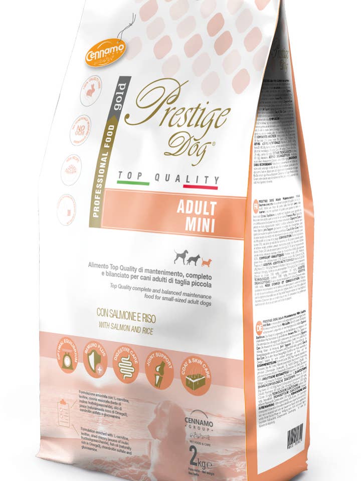 PRESTIGE DOG Adult Mini Salmón 2 kg - 4 unidades para venta al por mayor de Cennamo