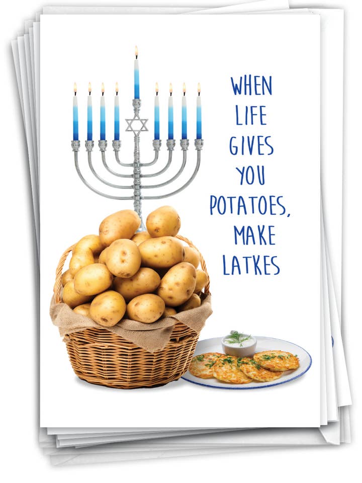Tarjetas de Hanukkah en caja - Potato Latkes para venta al por mayor de NobleWorks