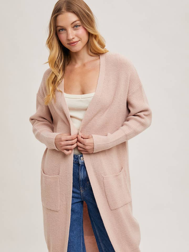 Bluivy – Großhandel Strickjacke – Damen – GERIPPTER CARDIGAN MIT OFFENER VORDERSEITE1