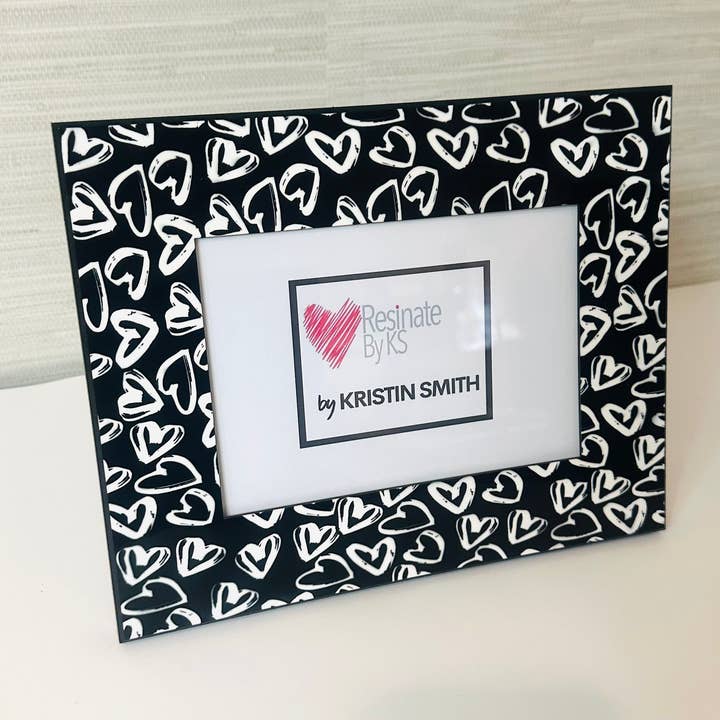 Resinate By KS / by KRISTIN SMITH - Wholesale Picture Frame - Black White Hearts Love Photo Picture Frame 1