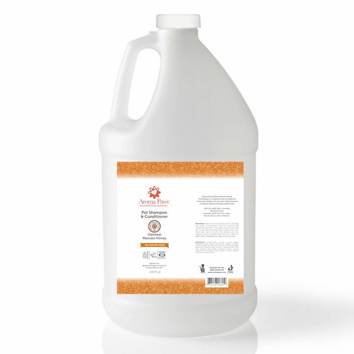 Gallon Oatmeal Manuka Honey Dog Shampoo & Conditioner in One for wholesale by Aroma Paws