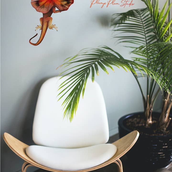 Plump Plum Studio - Wholesale Sticker - Frill-neck Lizard decal, Australian reptile sticker, lizard7