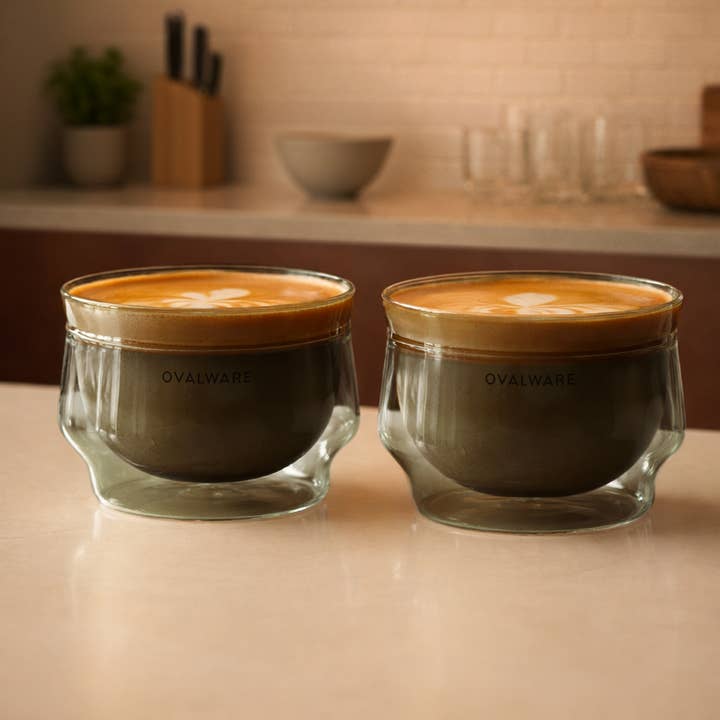 Dobbeltvægget Latte Master Glas 8,5oz (Sæt med 2) Stealth Grå for engroshandel hos Ovalware