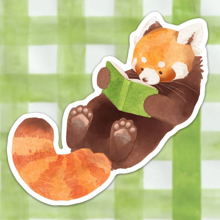 Aiko Graven - Wholesale Sticker - Reading Red Panda | Transparent matte vinyl
