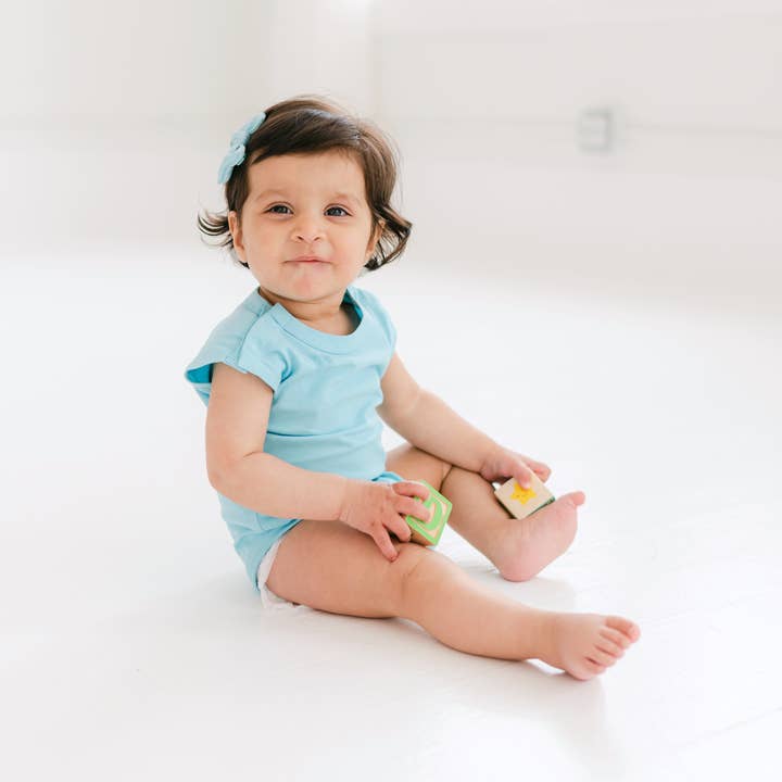 Tabeeze - Wholesale Bodysuit (Non-Footed) - Baby - 100% Organic Cotton Baby Bottom-Up Bodysuit/Onesie, Blue