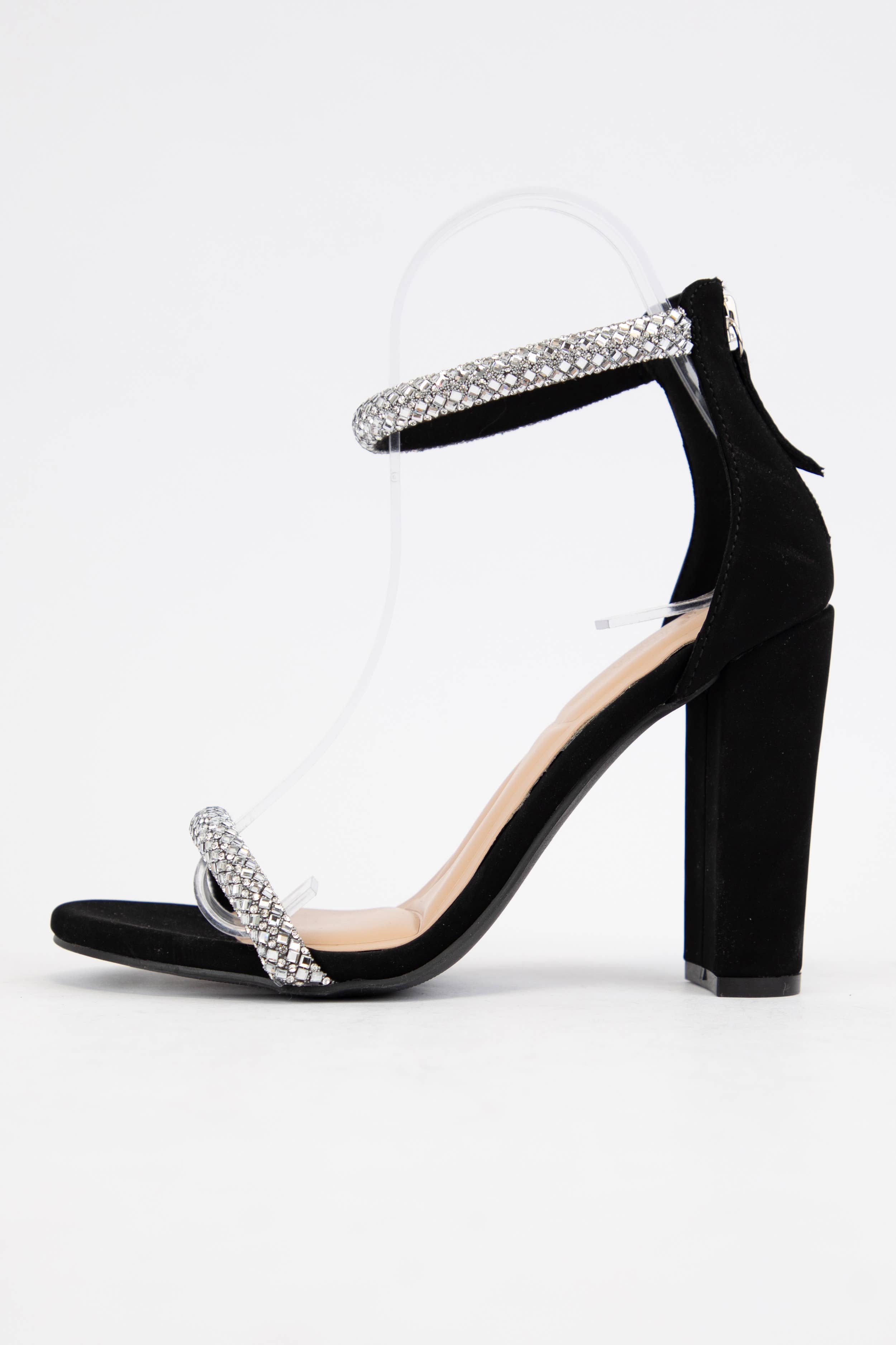 SILVER PU MORRIS-611 BEDAZZLED RHINESTONE STRAP BLOCK HEEL for wholesale on Faire5