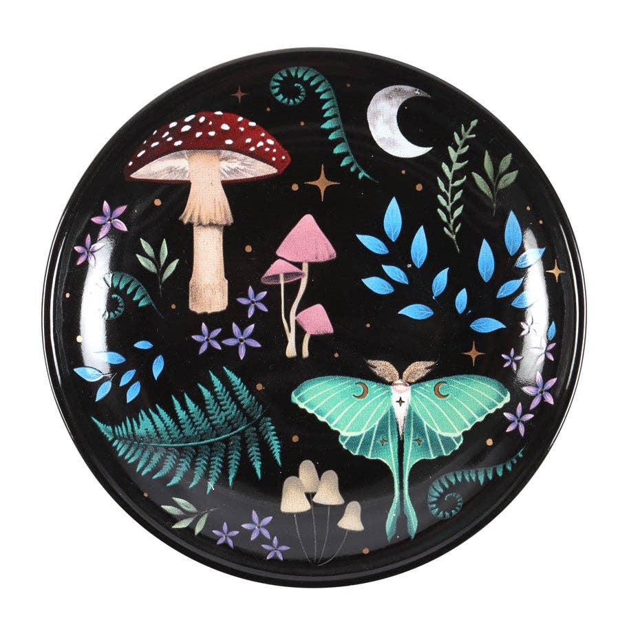 Something Different Wholesale - Wholesale Jewelry Dish - Round Dark Forest Print Trinket Dish1