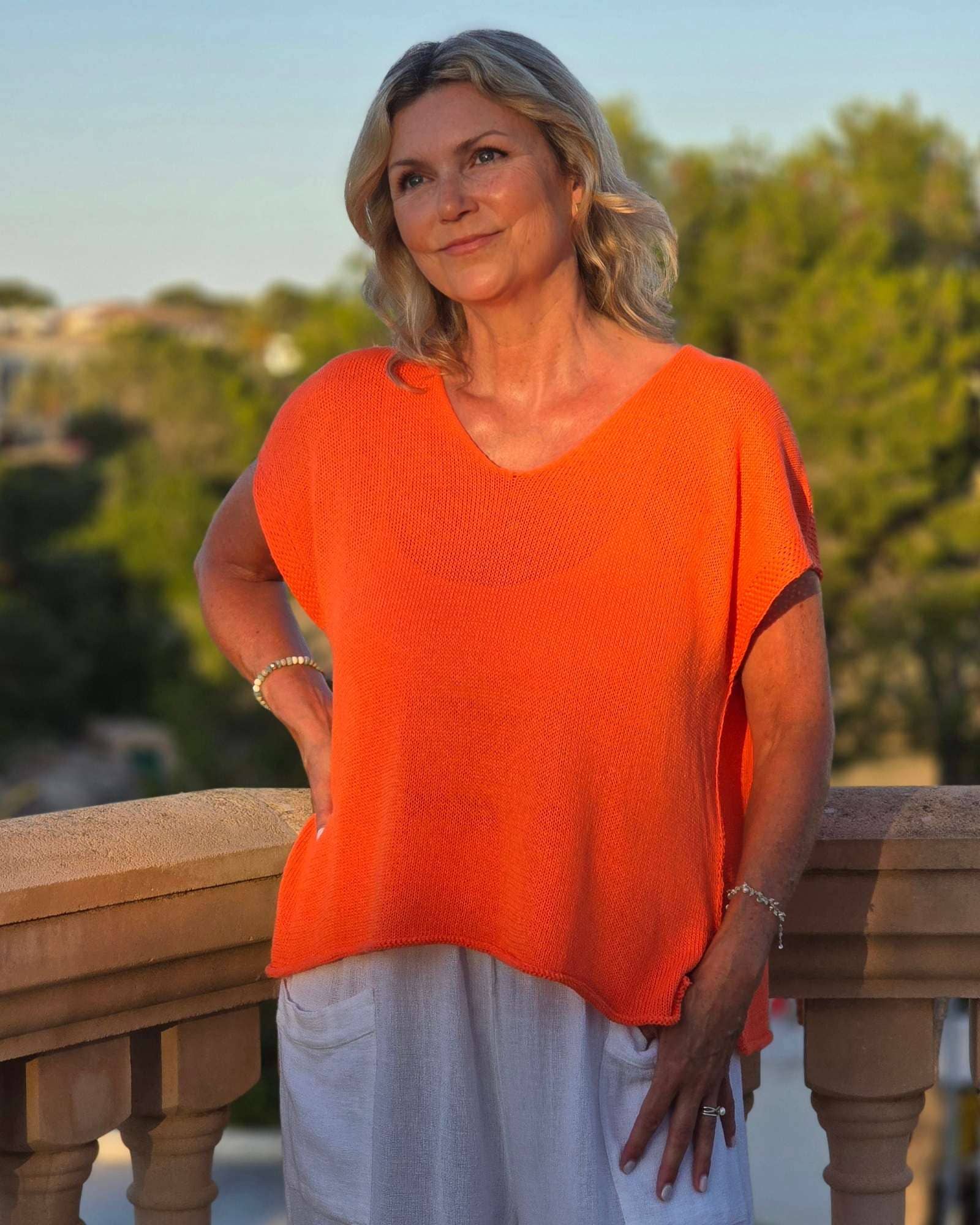 Cadenza Italy Ltd – wholesale Knit top – Women's – Cotton Blend Cap Sleeve T4