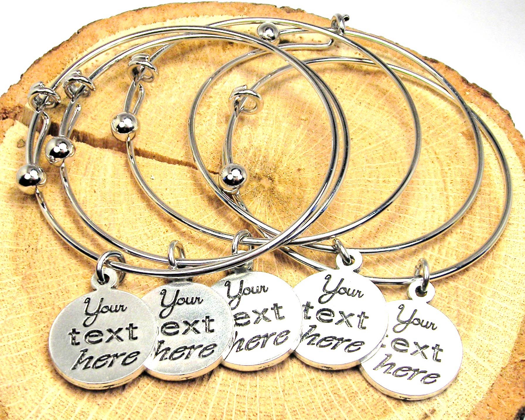 Chubby Chico Charms - Wholesale Charm/Dangle Bracelet - 40 Custom text or logo Bangle Expandable Bracelet name drop