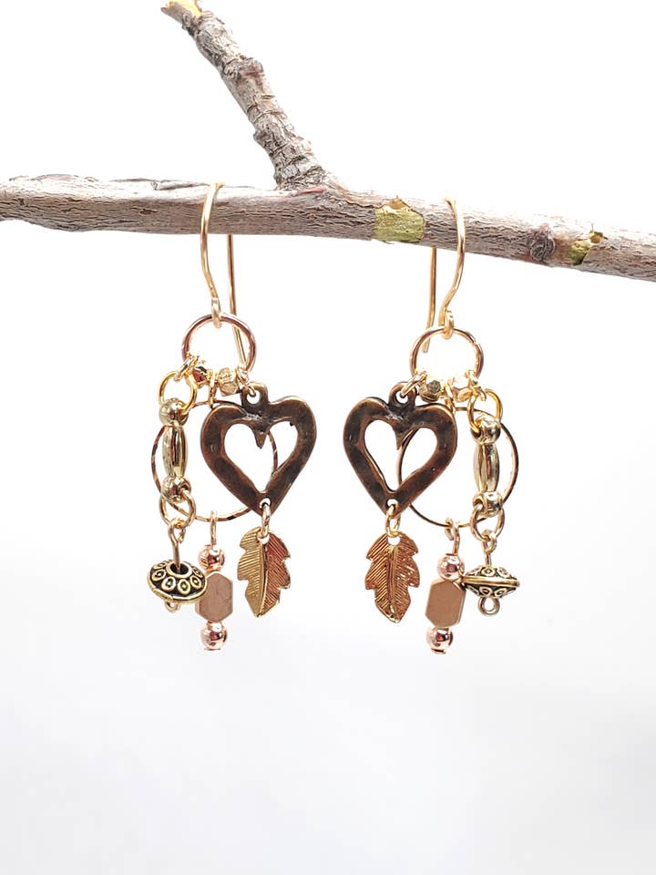 Earrings, Mixed Metals, One-of-a-Kind, Charm for wholesale by Jezabel Adornment