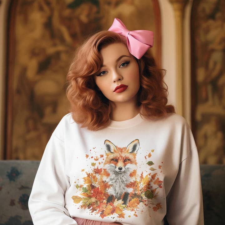 NVC Ecommerce LLC - Wholesale T-Shirt (Graphic) - Women's - Autumn Fox Sweatshirt, Colorful Leaves Sweater,Fox Lover Tee0