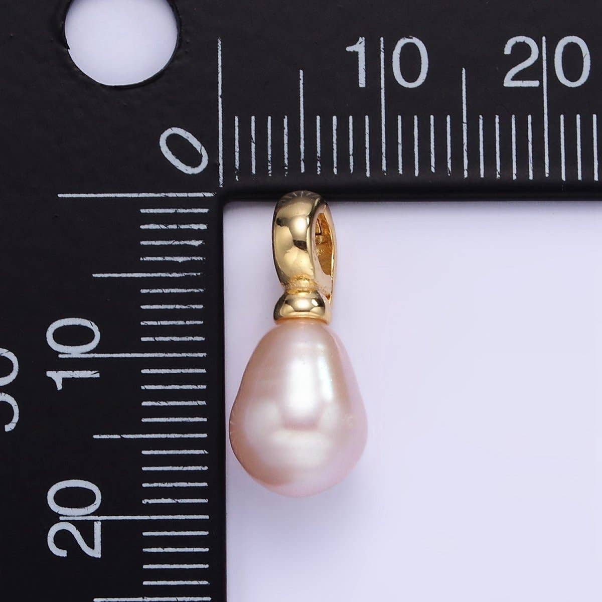 Aim Eternal - Wholesale Individual Charm/Pendant - 16K Gold Filled Ringed Pink Freshwater Pearl Snap Latch Drop Pendant | P18881