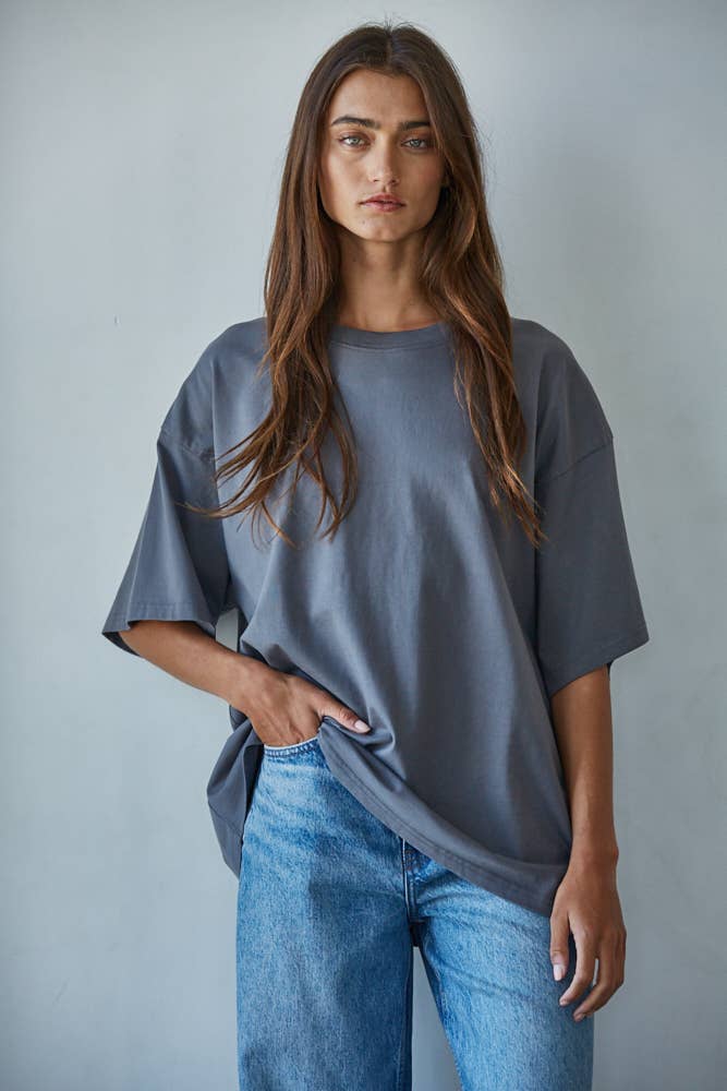 By Together - Wholesale Tunic - Women's - L8684 | Knit Cotton Drop Shoulder Oversized Top3