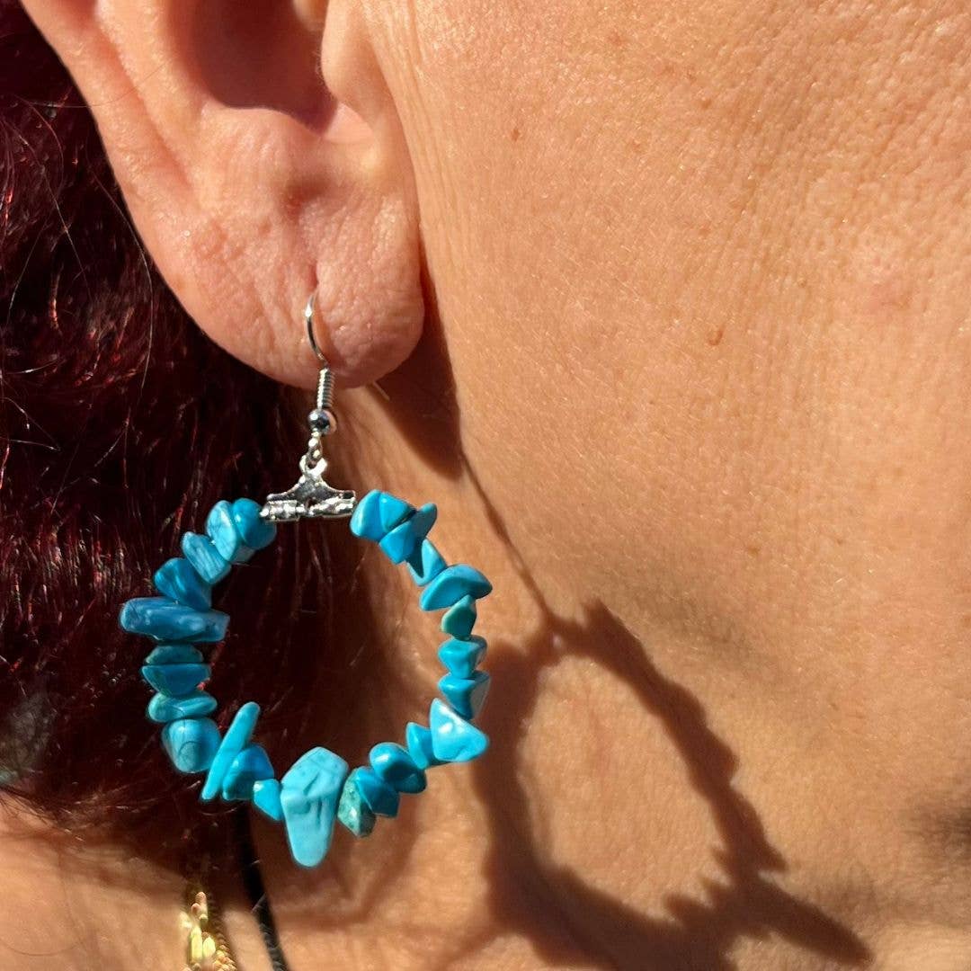 Gypsy Soul - Wholesale Dangle Earrings - Boho Gemstone Earrings Hoop - 12 Pairs13