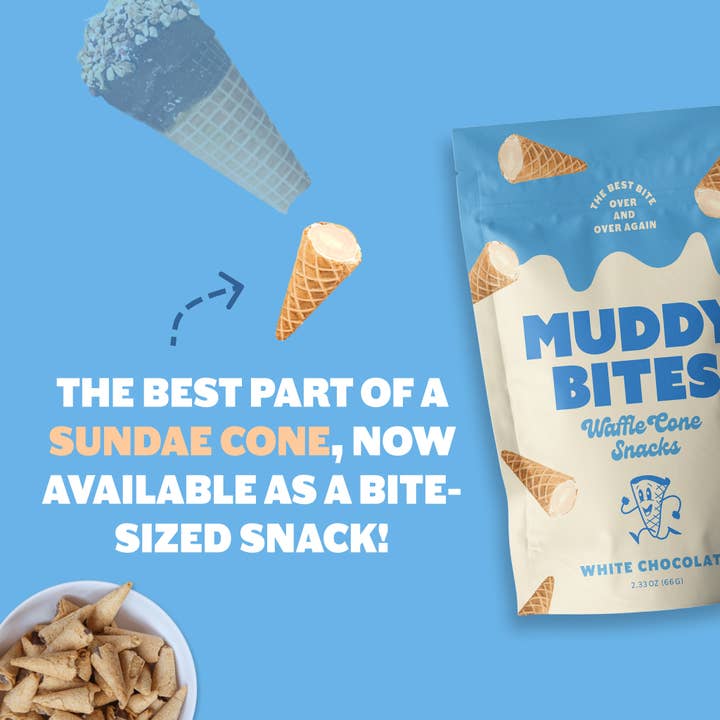 Muddy Bites - Wholesale Cookie - White Chocolate Waffle Cones Snacks