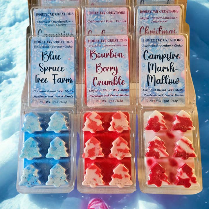 Cozy Christmas Tree Wax Melts | Hand-Poured Coconut Wax for wholesale by Honey Jar Creations