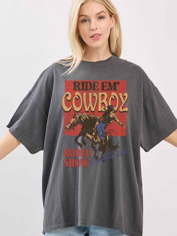 Ride Em' Cowboys Graphic Oversized Seamless Box Tee for wholesale by Zutter