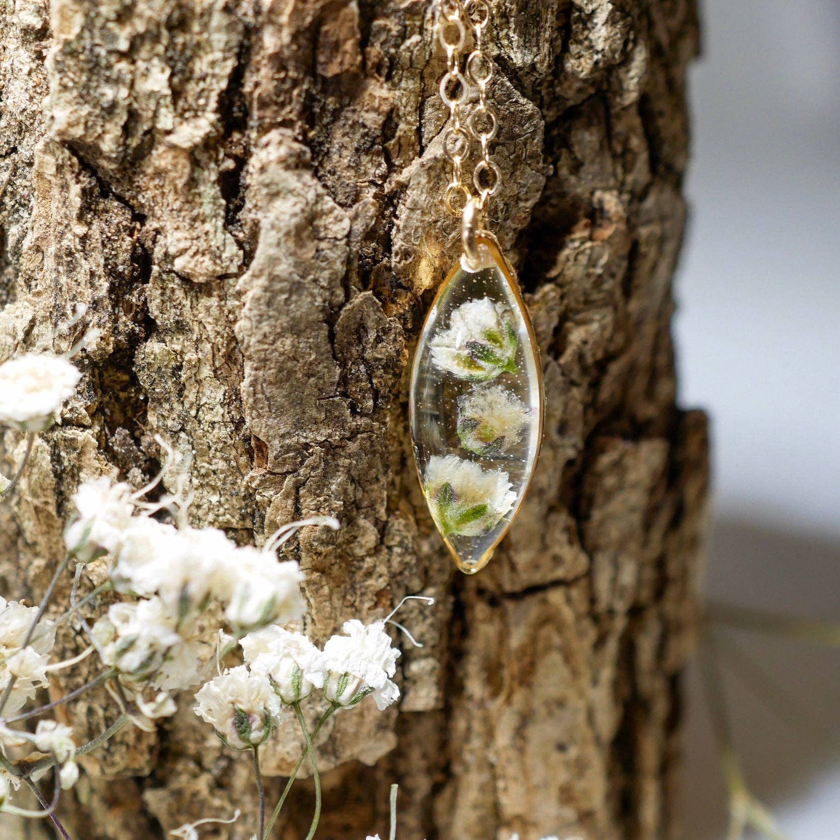 Remedy Designs - Wholesale Pendant/charm necklace - Tiny Baby's Breath Marquise necklace2