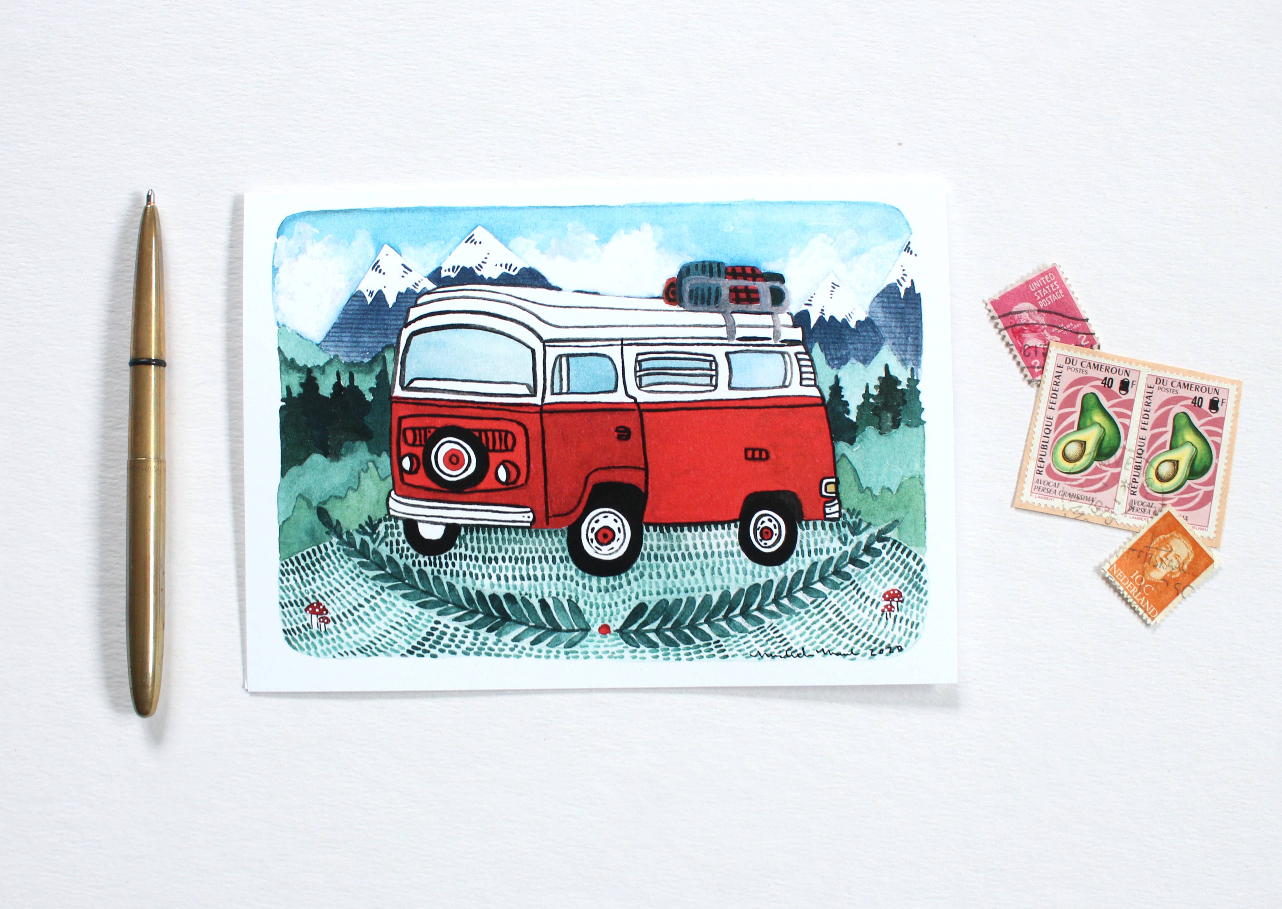 michele maule - Wholesale Everyday Greeting Card - Greeting Card - Red Camper1