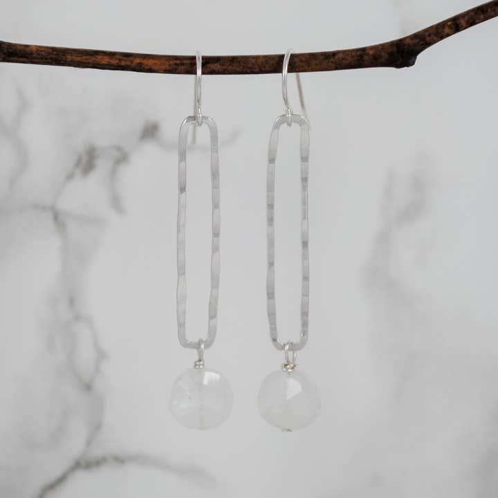 Cameron Kruse Designs - Wholesale Dangle Earrings - Rectangle & Stone Drop Earrings - sterling silver