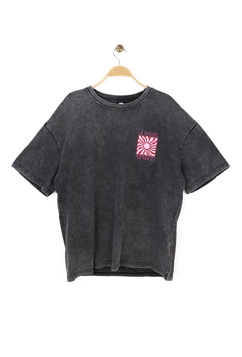 Attrait Paris – T-shirt estampada - Mulher por atacado – T-shirt largo desbotado frente e verso0