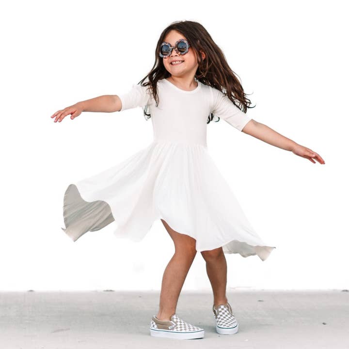millie + roo - Wholesale Dress - Kids - MID SLEEVE BAMBOO DRESS- Natural