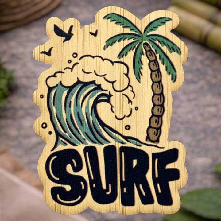 Praia de surf por atacado de Bamboo Wood Stickers