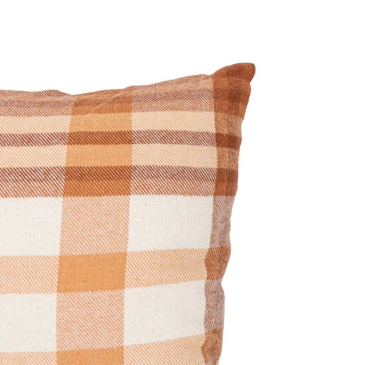 Foreside Home & Garden - Wholesale Throw/Decorative Pillow - Arlen 14x14 Plaid Throw Pillow Rust Cotton Fall Decor