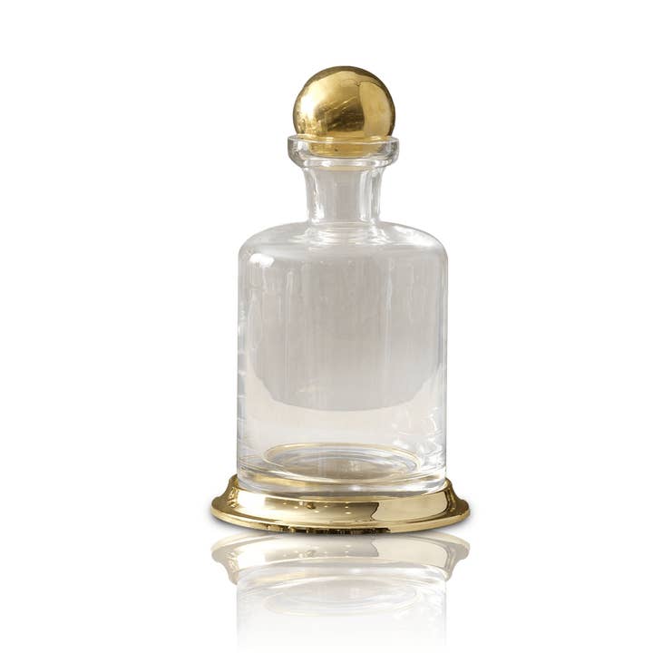 Glass Decanter with Polished Brass Base & Lid for wholesale by MARLETH