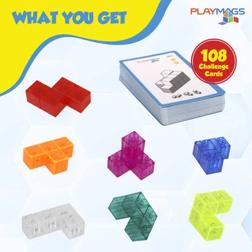 The Toy Group - Wholesale Building Set - Kids - Playmags Brainy with Brainy Challenge Cards, Building Blocks