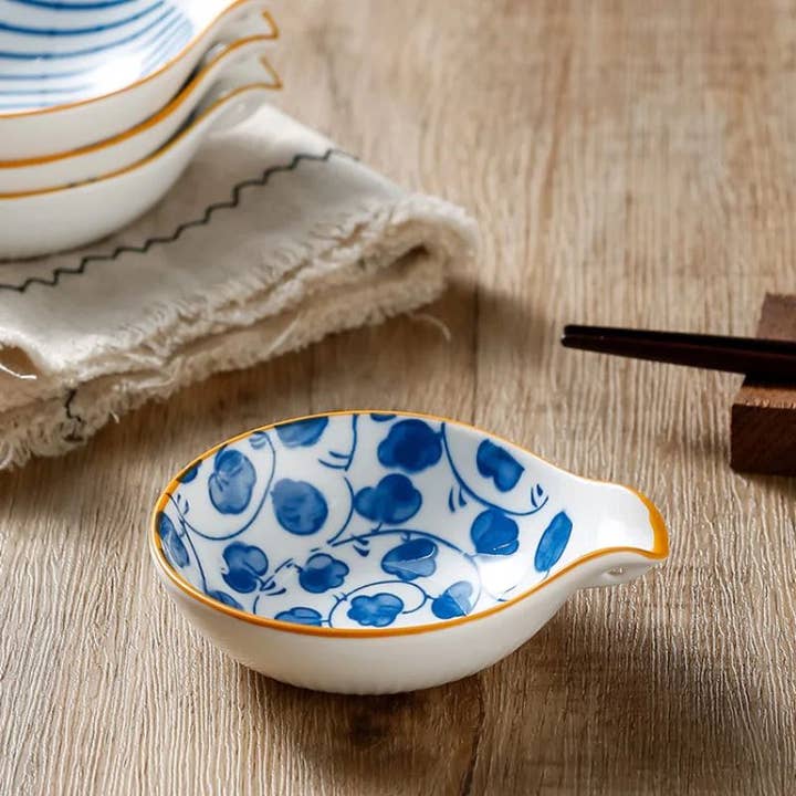 Kiyo Home - Wholesale Condiment/dip bowl - Coastal Dip Dishes 4-Piece Sets | Ceramic Soy Sauce Dish