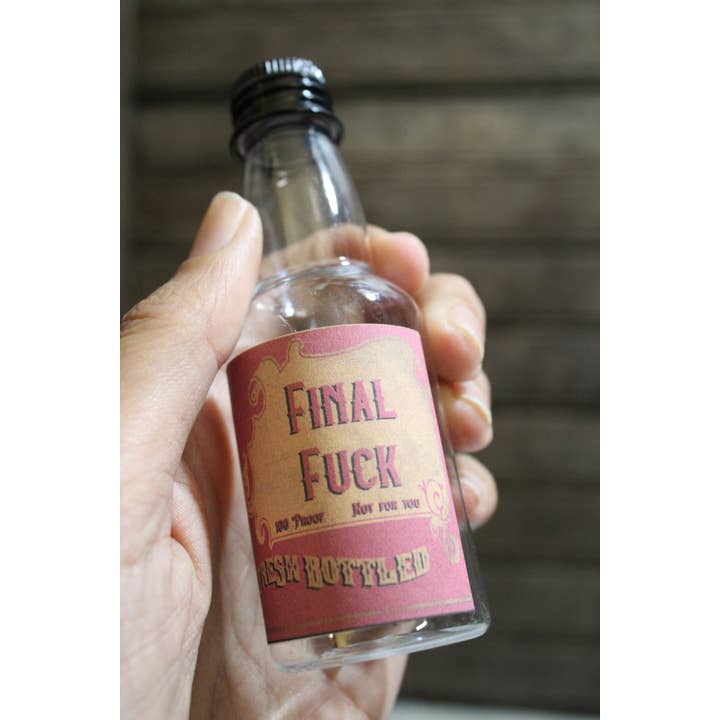 Raven Design - Wholesale Gag Gift/Novelty Gift - Final Fuck Bottled with Wooden fuck to give to friends.