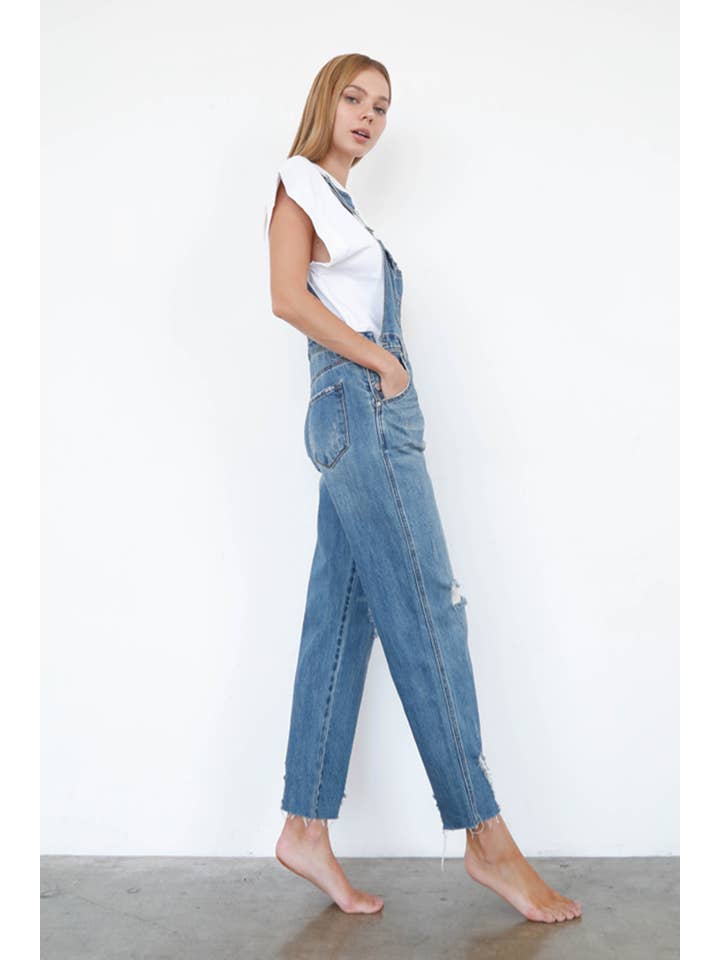 Insane Gene USA - Wholesale Overalls - Women's - Distressed Raw Hem Straight Overalls5