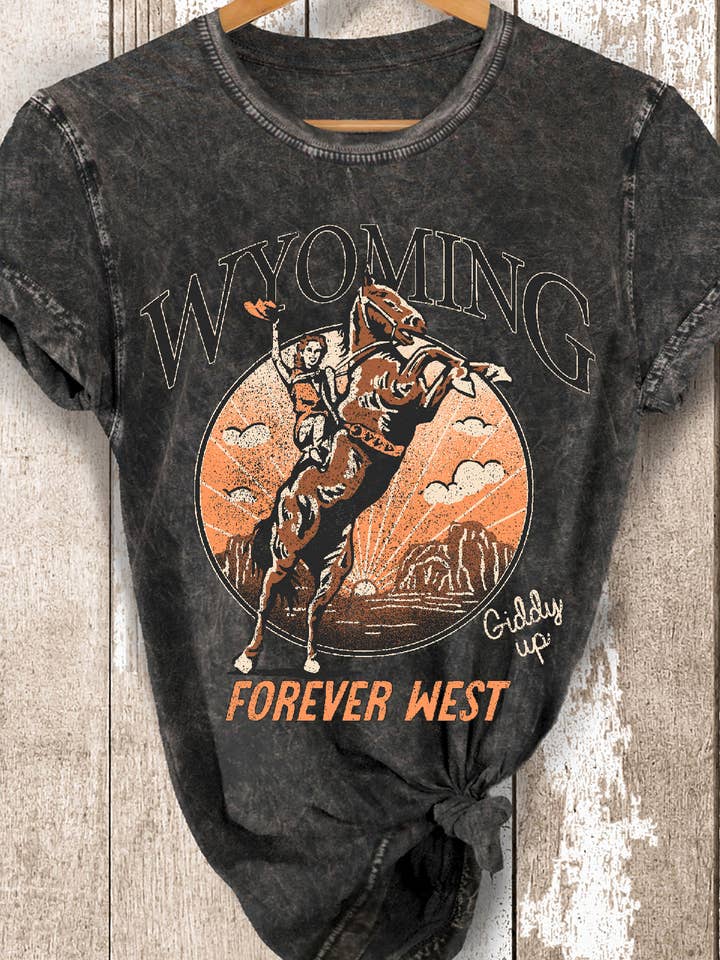 BT2091 MT WYOMING FOREVER WEST Mineral Wash T Shirt for wholesale by BouTeeQue Closet