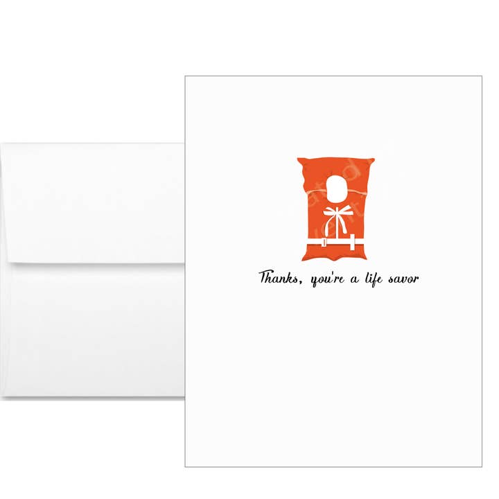 Carte de remerciement pour gilet de sauvetage pour la vente par Little Dorset Shop