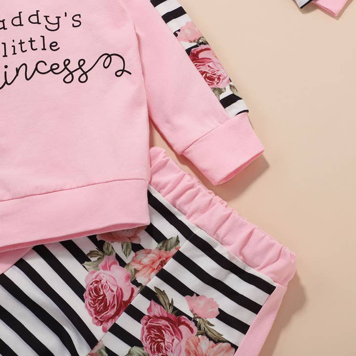 Fennco Styles – wholesale Clothing set – Baby – Daddy's Little Princess Pink Cotton 3pcs Girl Outfit
