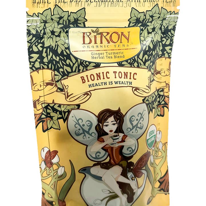 Biron Organic Teas - Wholesale Health/Detox Tea - Bionic Tonic Herbal Tea - 15 Pyramid Bag in Pouch