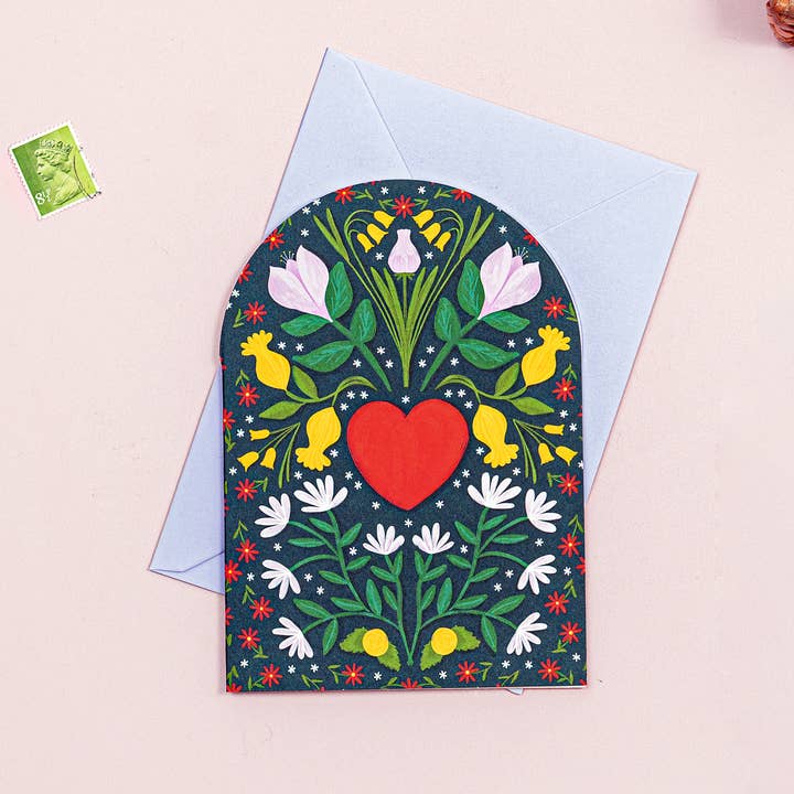 Carte d'Amour Cœur Floral | Carte d'Anniversaire & de Fiançailles pour la vente par Vero Illustrates Art Prints and Greeting Cards