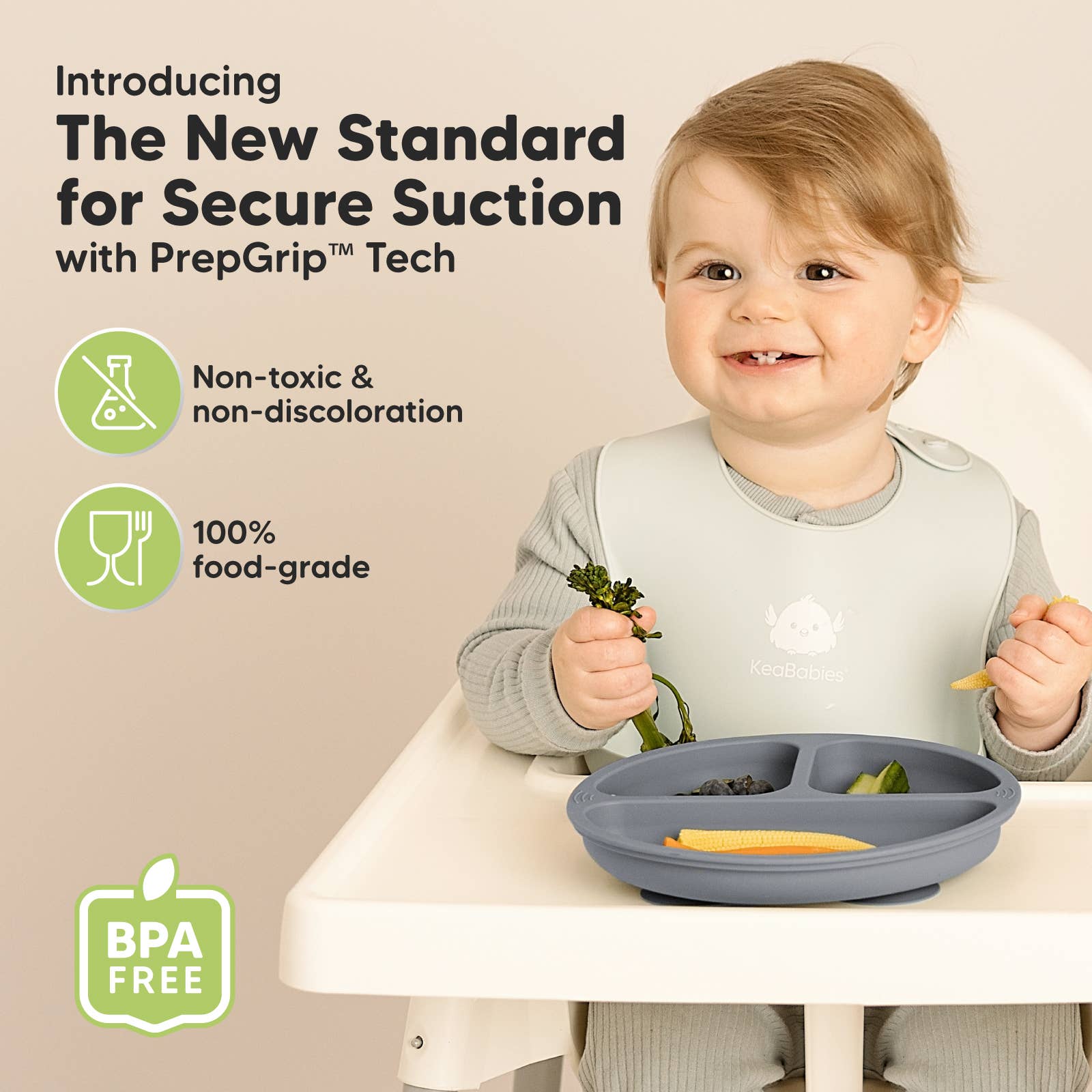 Slate 3-Pack Prep Suction Plates for Baby, BPA-Free Silicone Plate for wholesale on Faire1