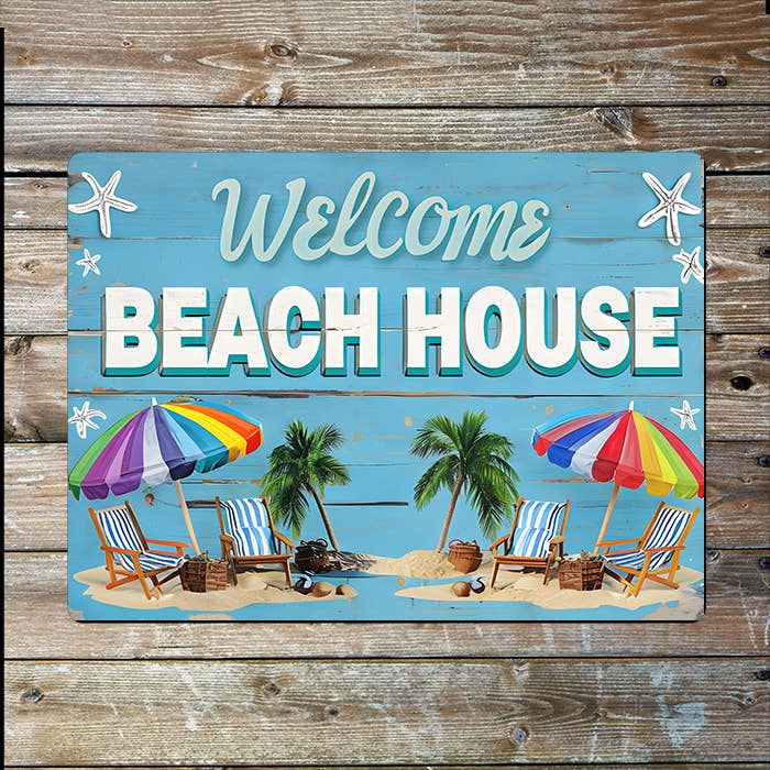 The British Metal Signs Company - Wholesale Sign - Welcome Beach House Sea Nautical Metal Sign Plaque