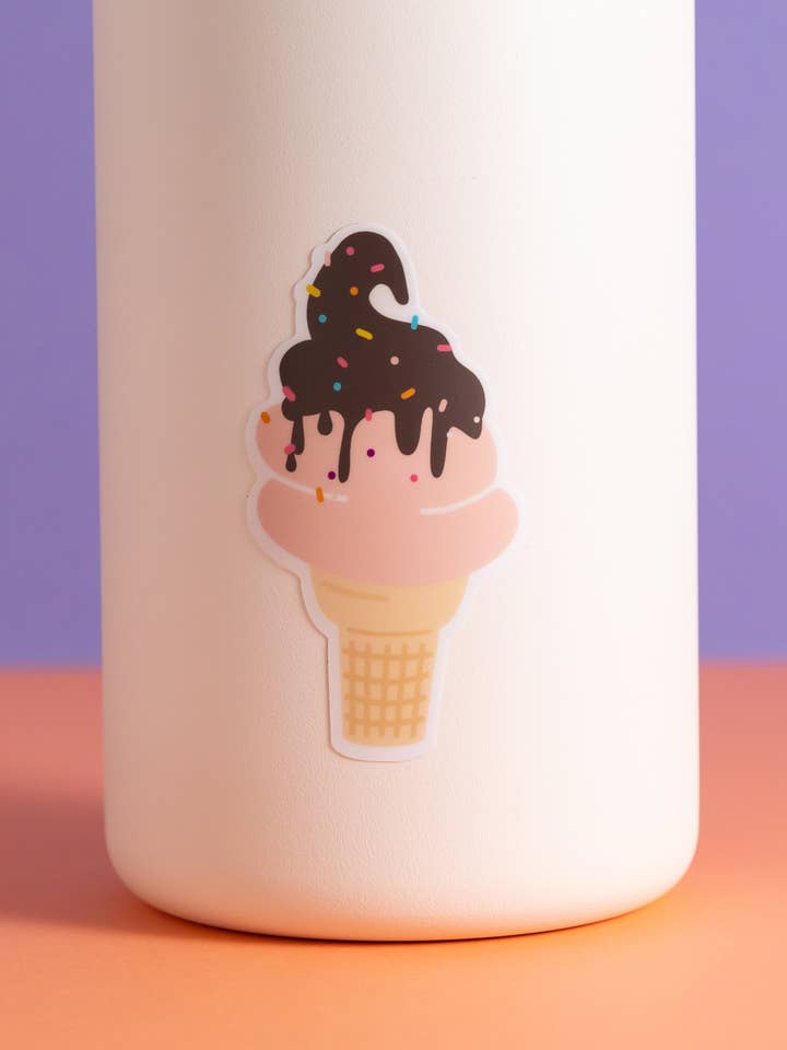 Soft Serve with sprinkles vinyl waterproof sticker for wholesale by Graphic Anthology Greeting Cards