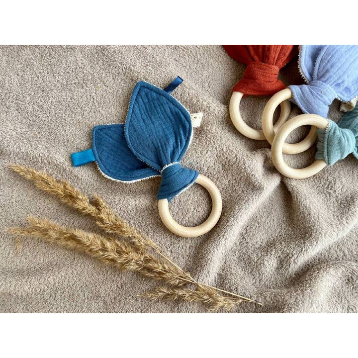 Pastel Baby – wholesale Teether (not clip-on) – Baby – Organic muslin and Bamboo baby first teether - Bunny ears5