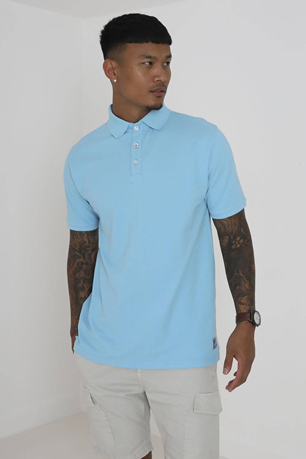 White Pearl Button Polo Shirt for wholesale on Faire0