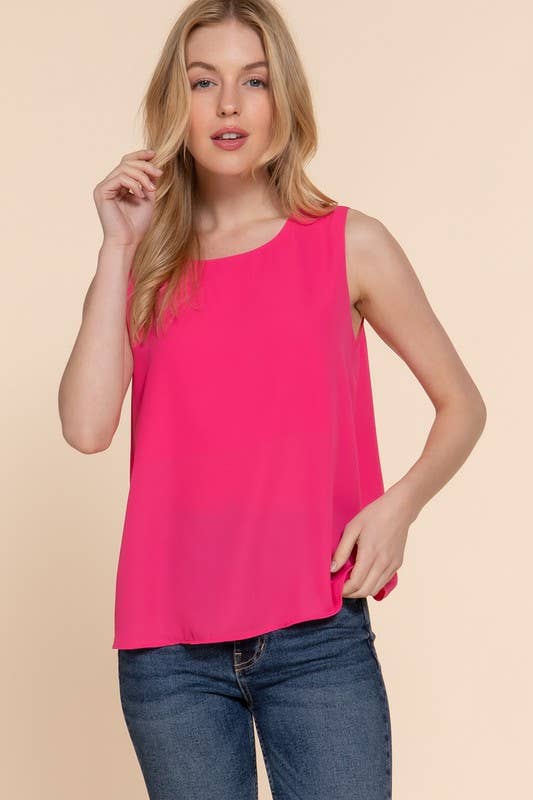 Active Basic | Active USA - Wholesale Blouse - Women's - Sleeveless Round Neck Woven Top8