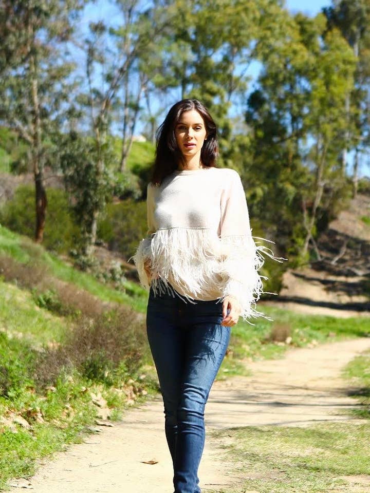 Joh Apparel - Wholesale Knit Sweater - Women's - Sally Knitted Sweater with Feathers1