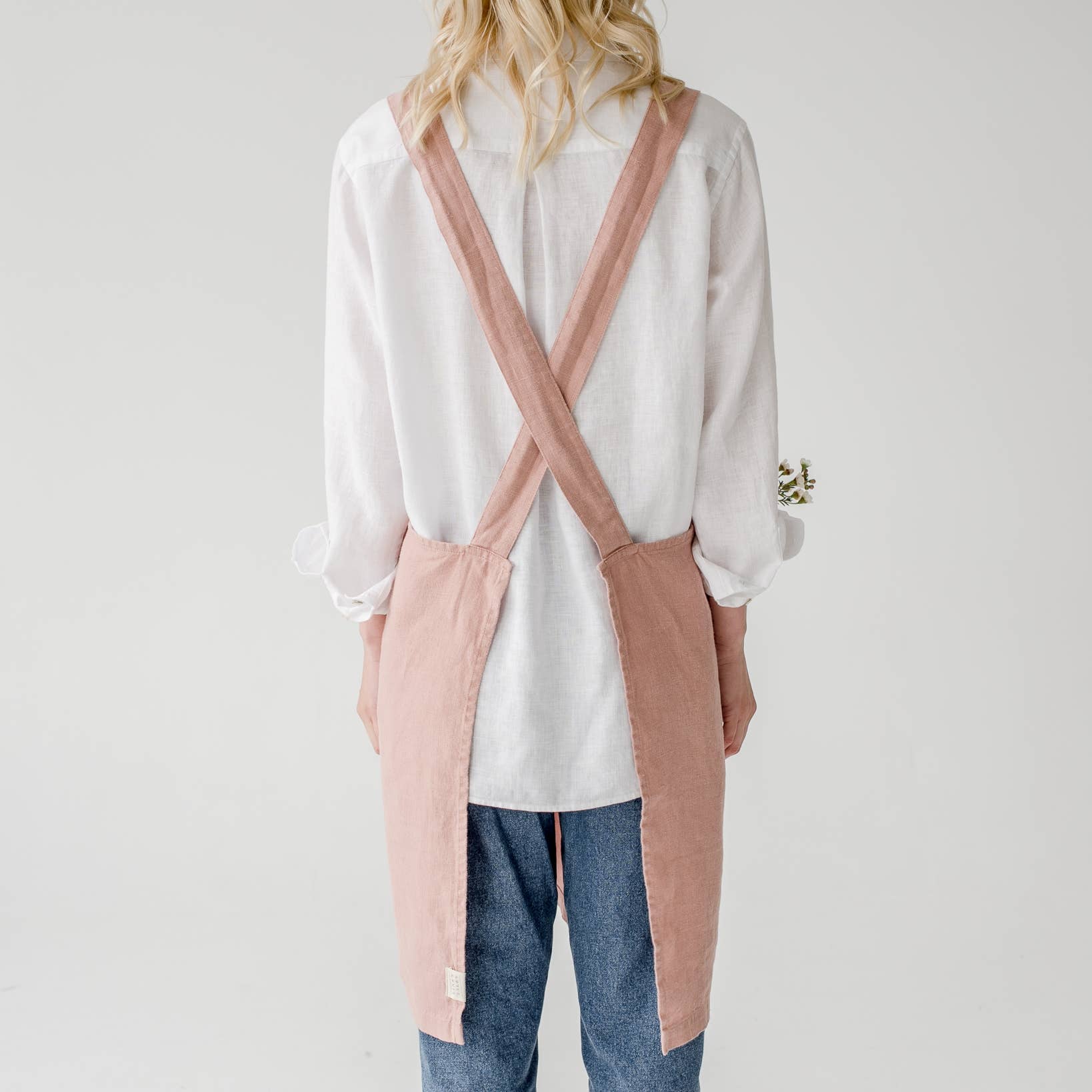 Linen Tales (We cover U.S. import duties) - Vente Tabliers - Tablier à dos croisé japonais Cafe Creme en lin1