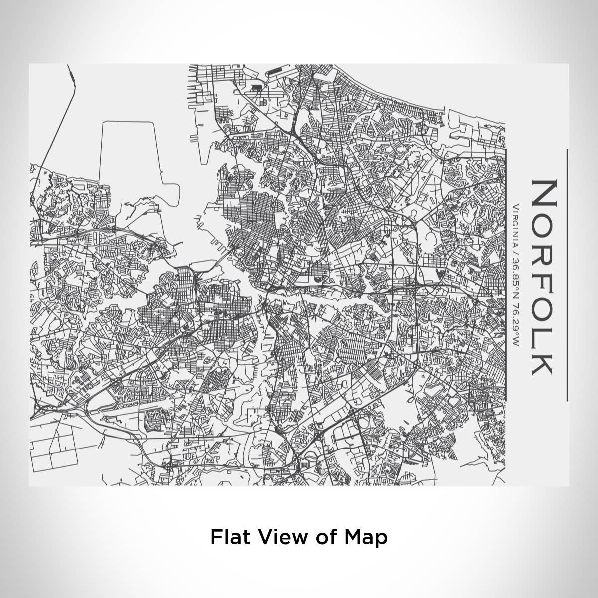 JACE.design – Großhandel Trinkflaschen – Norfolk VA Map Flasche mit Bambusdeckel in Mattweiß1